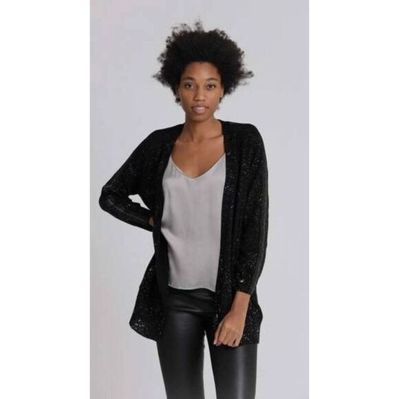 J.Jill Black Knit Sequin Cardigan Size M - Picture 1 of 8